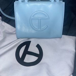 Telfar shopping bag. POOL BLUE